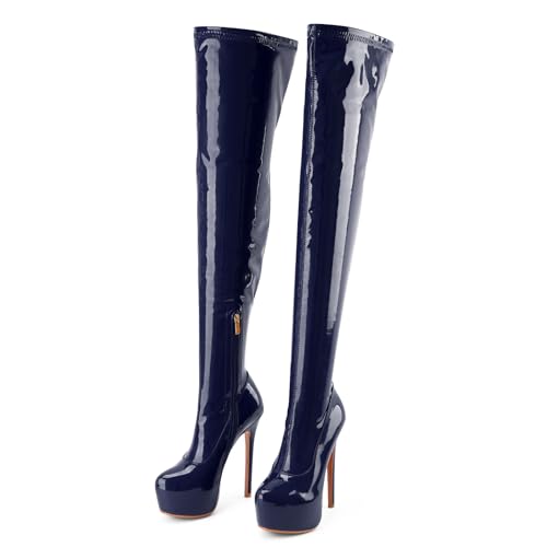 Perisis Women's Platform Thigh High Stiletto Boots Sexy Over The Knee Boots
