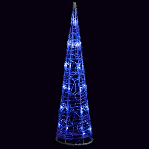 vidaXL Pirámide Decorativa Cono Luces LED, Decoración de Navidad, Adorno Navideño, Iluminaciones para Hogar Exterior, Acrílico Azules 60 cm