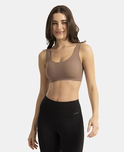 Image of Jockey 1840 Women Wirefree Padded Microfiber Elastane Full Coverage Bonded Tech Lounge Bra