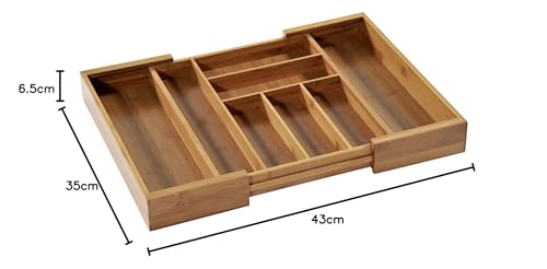 Kesper 5808513 variable cutlery tray – FSC 100% bamboo cutlery tray, bamboo, brown, 35 x 43 x 6.5 cm - Image 8