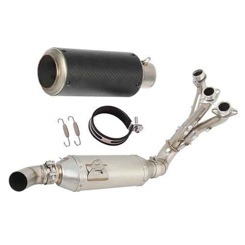 排気部 に適合するヤマハ XSR 900 2021 2022 2023 オートバイアクセサリー カーボンファイバー&ステンレススチール マフラー 排気フロントリンクパイプ サイレンサー(Black)