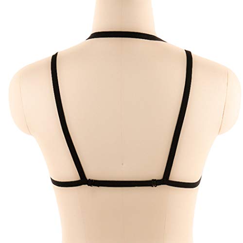 Goth Harness Bra Body Chain Punk Cage Elastic Bra Body Belt Hollow Harness Lingerie for Women (Black)4