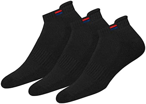 NAVYSPORT Men's Low Cut Athletic Cotton Cushion Ankle Socks with Sports Tab, Pack of 3 (Free Size)