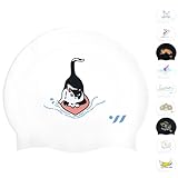 SWAVE スイムキャップ 水泳帽 シリコン スイミングキャップ トレーニング フィットネス向け 伸縮性 ユニセックス Cat Board (ホワイト)