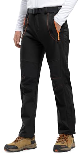 Rdruko Men's Snow Ski Pants Waterproof Insulated Winter Outdoor Snowboard Hiking Fleece Pants with Belt2