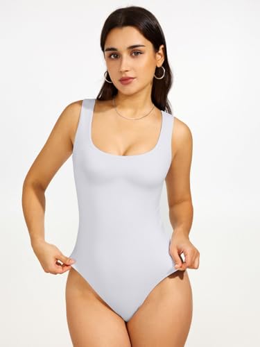 reoria bodysuit for women scoop neck sleeveless tank top bodysuits 2025 sexy thong bodysuit basic leotards for women