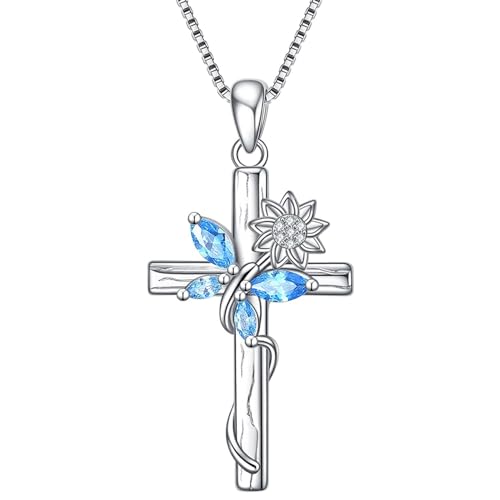 Cadeau pour femmes collier croix de tournesol en cristal