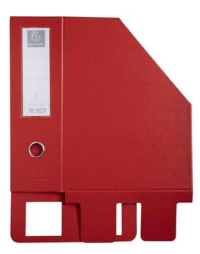 Exacompta - Ref. 90165E Stehsammler aus extra festem Karton, kunststoffbeschichtet, flach verpackt, Rücken 10 cm, 25 x 31 cm, für DIN A4, Rot, 10 Stück