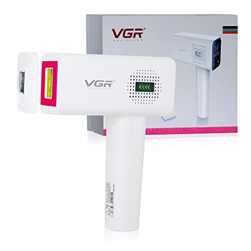 VGR V-717 Professional Laser Hair Removal Machine with 400,000 Flashes & Ice-Cool Technology Permanent & Painless Device for Face, Bikini Line, Body Hairs (Corded, White) 1 Year Brand Warranty