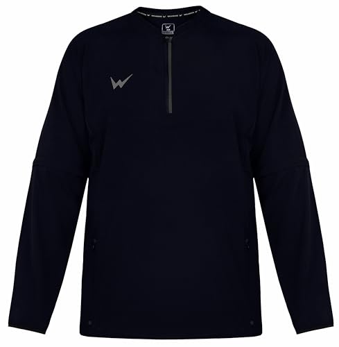 Image of Baseball Full Sleeve Jacket for Men's | Adult Batting Cage Jacket with Quarter-Zip Front for Baseball Softball | Navy Extra Large