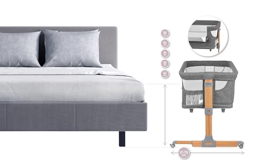 Momi SMART Bed 4-in-1 Kinderbeistellbetten bis 15 kg, Beistellbett für Babys mit Matratze, Höhenverstellbar