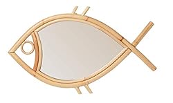 Medium Gold Fish Handmade Rattan Decorative Mirror for Wall Decor