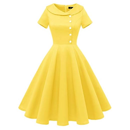 Wedtrend Vestido de cóctel para mujer Rockabilly, vestido de noche, corto, vintage, para mujer de los años 50, amarillo, S