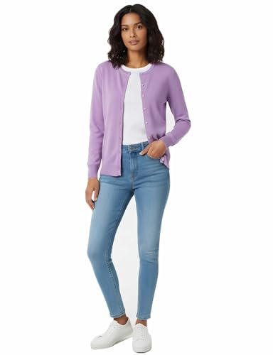 Image of Allsense Women's Long-Sleeve Crewneck Cardigan | Classic Button Down Sweater, Soft Fine Knit, Lightweight