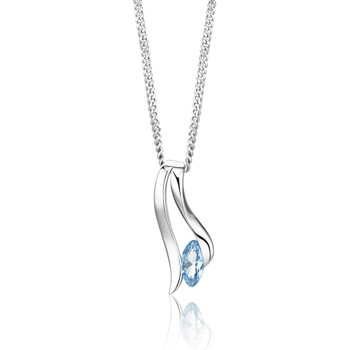 MIORE Collier pour Femme| Argent sterling 925 |Pendentif Topaze créé de 0,65 carat | Chaîne Gourmette de 45 cm | Joaillerie pour Femme