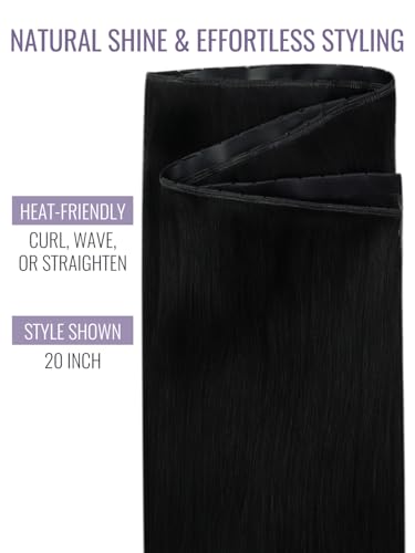 Image of Fshine Butterfly Weft Hair Extensions Human Hair, 50 g 16 Inch Jet Black | No-Sew, No-Glue, PU Base, Hair Weft Extensions, Adds Instant Volume and Length, OVO Hole Micro Hand-Tied