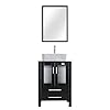 Eclife 24 modern bathroom vanity sink combo black stand cabinet with white rectangle ceramic vessel sink water save faucet pop up drain t03  urban country home decor