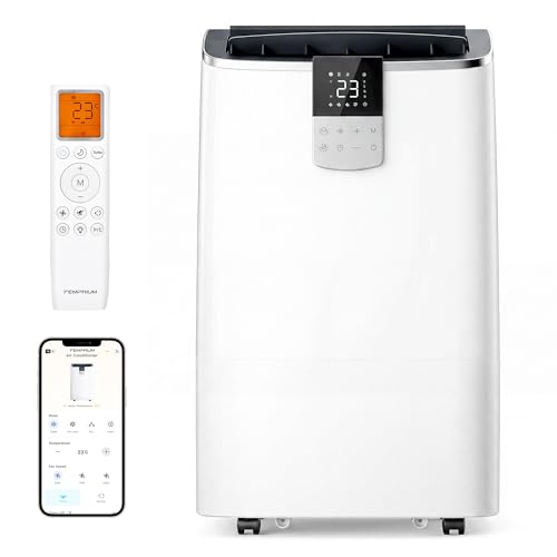 Temprium Mobile Klimaanlage 14000BTU mit Abluftschlauch | 4-in-1 Mobiles Klimagerät mit Fensterabdichtung | APP-Steuerung + Fernbedienung | Leiser Betrieb | 24h-Timer
