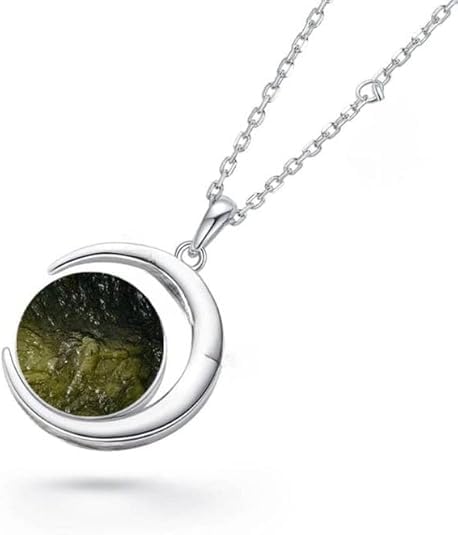 Real Crystal Moldavite Pendant Necklace – Handmade Premium 925 Sterling Silver | Unique Stylish Moldavite Pendant | Tektite Healing Stone Moldavite Jewelry | Gift for Her & Him3