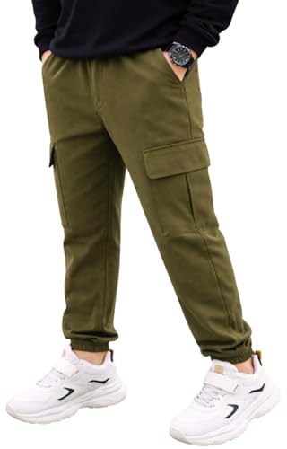 Image of ADBUCKS Boys' Cotton Cargo Joggers - Soft, Casual Pants with Pockets II Boy's Relaxed Cargo Joggers Pants for Boy