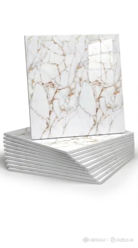 Image of OCEANSKY 3D Wallpaper PE Foam self Adhesive Brick Design Wall Stickers /DIY Wallpaper for Home Hotel Living Room Bedroom Cafe Deco (12, White Gold)