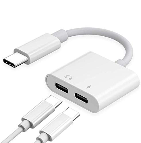 [High Version] USB C Splitter Audio and Charger, 60W USB Type C Adapter for Google Pixel 4/4XL/3/3XL/2/2XL, Samsung Galaxy Note10 Plus/S8/S9, iPad Pro, MacBook, Xperia Z23, Huawei P20/P30 White