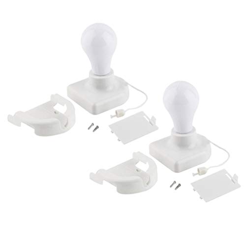 Mobestech 2Pcs Stick Up Light Bulb Battery Powered Wireless Wardrobes Pull Cord Bulb Wall Mounted Cabinet Night Light #TOP2