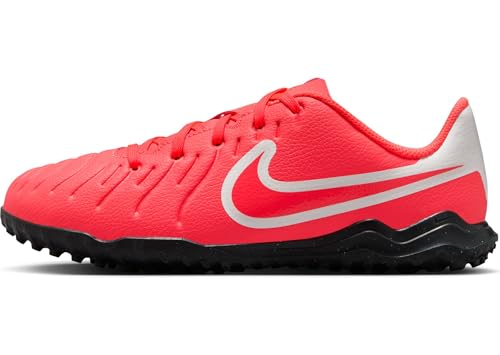 Nike Jr. Tiempo Legend 10 Club Little/Big Kids' Turf Low-Top Soccer Shoes (DV4355-800, Hot Lava/White)