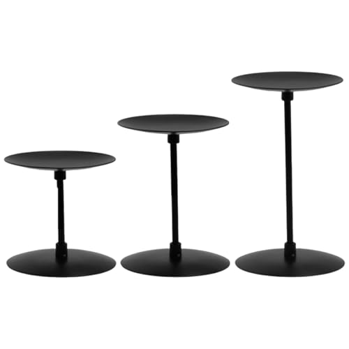 Black Iron Candle Holders - Matte Vintage Pillar Candle Holders, Metal Candle Container | Metal Stand Candle Holders, Decorative Candle Stand for Table Centerpiece, Rustic Candlestick Holders