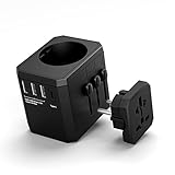 Pejoye Reiseadapter Weltweit,Reisestecker 5 In 1 Adapter USA Reiseadapter Deutschland Stecker Mit 3A 3USB+1Type-C+1AC Steckdosenadapter,Universal Adapter Reiseadapter für UK Thailand Australien usw