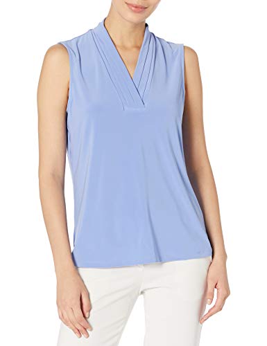 Anne Klein Women's Triple Pleat TOP, Peacock Blue, M