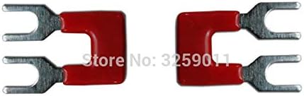 Davitu 50PCS TB2502 2 Positions 25A Wire Connector Pre Insulated Fork Type Barrier Spades Terminal Strip Jumper Block red - (Color: Red)