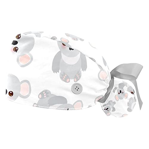 Chapeaux bouffants Koala JDEZ lot de 2 casquettes de travail ajustables mixtes