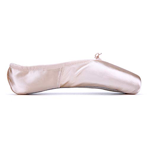 WENDYWU Professional Ballet Pointe Shoe for Kids Girl and Ladies Pink PU Soled Ballet Pointe Dance Shoes with Toe Pads2