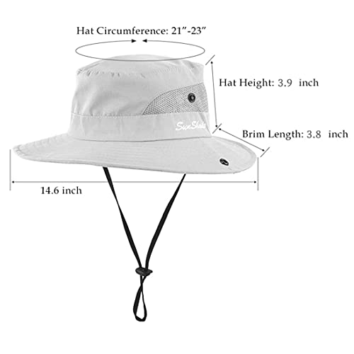 Iyebrao 2 Pack Womens Ponytail Sun Hat Uv Protection Bucket Hats Foldable Wide Brim Summer Boonie Beach Cap Fishing Hiking(Pure Beige & Army Green) #TOP2