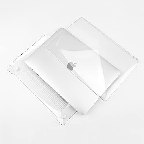 TECOOL Funda para MacBook Air 13 Pulgadas M1 A2337 A2179 A1932, 2020 2019 2018 Touch ID, Carcasa Protectora Dura de Plástico Brillante y Cubierta del Teclado Español, Cristal Transparente