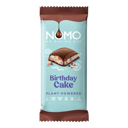 NOMO Birthday Cake Filled Vegan & Free From Chocolate Bars 127g (6 bars)