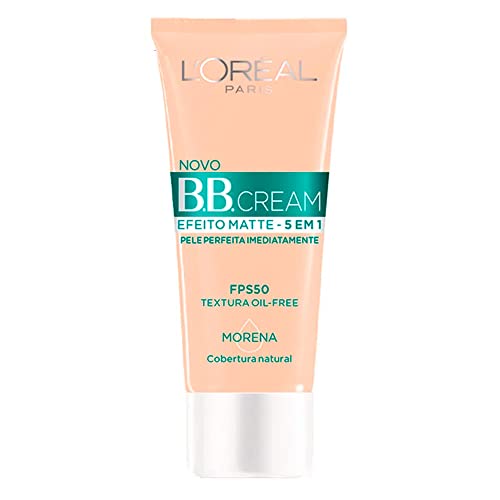 L'Oréal Paris BB Cream 5 em 1 com Efeito Matte, Ação Antibrilho, Controle de Oleosidade, Uniformiza e Ilumina para Peles Mistas a Oleosas com FPS 50 Cor Morena 30ml