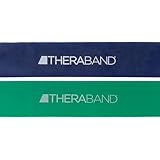 Biofreeze Professional Latex Resistance Band Loop Set for Lower Pilates, Crossfit, Yoga, Stretching, Physical Therapy, Strength Training without Weights, 12 Inch, Green & Blue, Intermediate Set