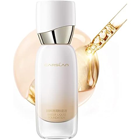 Carslan Sheer Liquid Foundation With Hydrating Serum, 24H Long-Lasting Moisturization, Medium Full Coverage, Anti-Aging, Build Dewy Health Skin, W01 Nude Beige, 1 FlOz Cover