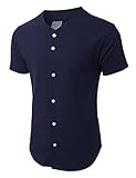 OLLIN1 Premium Mens Active Short Sleeve Button Up Baseball Jersey Shirt