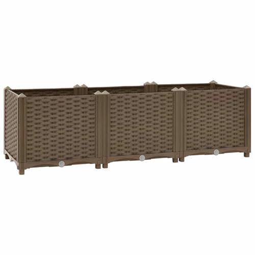 vidaXL Hochbeet Pflanzkasten Pflanzbeet Gemüsebeet Blumenbeet Blumenkasten Frühbeet Gartenbeet Blumenkübel Pflanzkübel 120x40x38cm Polypropylen Braun