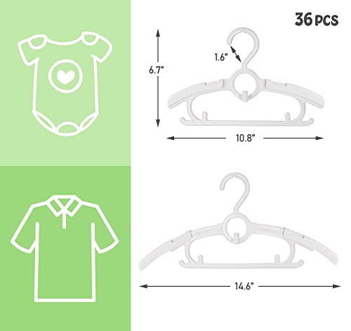 Houísm 36Pack Baby Hangers, 11"-15" Adjustable Children Clothes Hangers For Nursery Kids Toddler, Non-Slip And Extendable Space-Saving Kids Closet Hangers For Newborn To Teenagers #TOP2