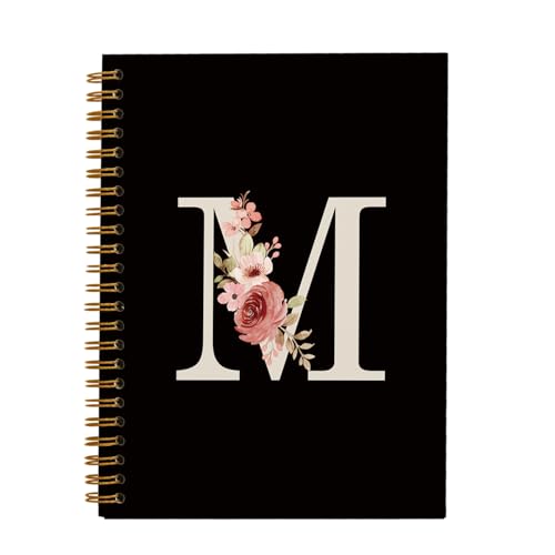 OXW Initial Letter K Notebook, Personalized Gifts, Custom Notebook Journals for Writing, Customized Gifts, Monogrammed Gifts for Women, Black Hardcover Spiral Notebook 5.5 x 8.3