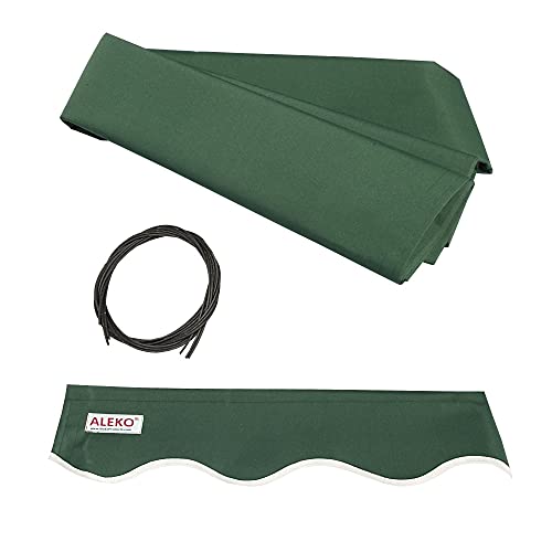 ALEKO Patio Awning 13x10 Feet Fabric Replacement - 100% Polyester Canopy, Cover, Sun Shade, Shelter for Yard, Deck, Balcony - UV Protection – Green - FAB13X10GREEN39