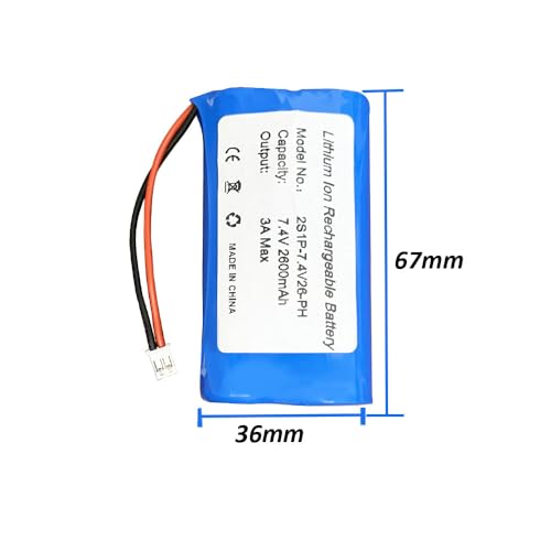 Seasider 7.4V 2600mAh Rechargeable Li-ion Battery with JST 2Pin 1.25/2.0/2.54 Connector for Speaker, Remote Control Toy, Bluetooth Boom Box, Portable DVD Player, Outdoor Lighting - Thumbnail 2
