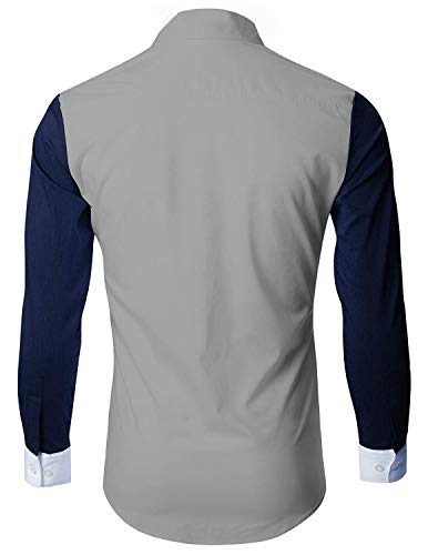 Image of Dimmy Men's Cotton Blend Regular Fit Solid Casual Shirt Grey