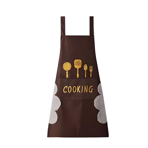 Image of Kraptick Kitchen Apron - Comfortable Cooking Waterproof Apron for Men and Women With Pocket and Side Coral Velvet for Wiping