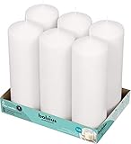 BOLSIUS 6 White Pillar Candles Bulk - 3x9 Inches Candle Set - 116+ Hours Clean Burning - No Palm Oil - 0% Animal Fat - Premium European Quality - Unscented Dripless Any Occasion Pillars