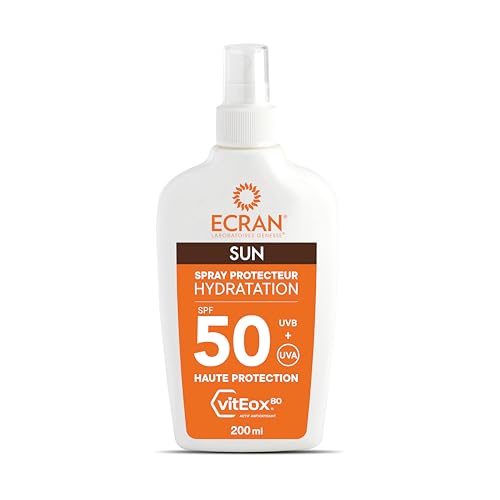 ECRAN® - Spray Protecteur Hydratant - Haute Protection - Technologie vitEox80 - Vitamine E - Protection UVA, UVB, Lumière Bleue, Coups de Soleil - Protection Solaire SPF 50 - Bronzage naturel